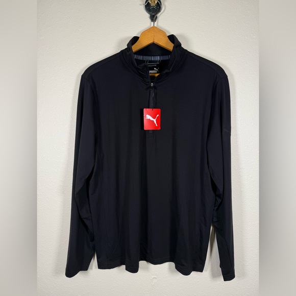Puma Men’s Black 1/4 Zip Long Sleeve Golf Shirt Medium NWT - Picture 1 of 10